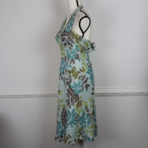 ANN TAYLOR LOFT FLORAL PRINT 💯% SILK HALTER DRESS NEW MULTICOLOR - Picture 4 of 9